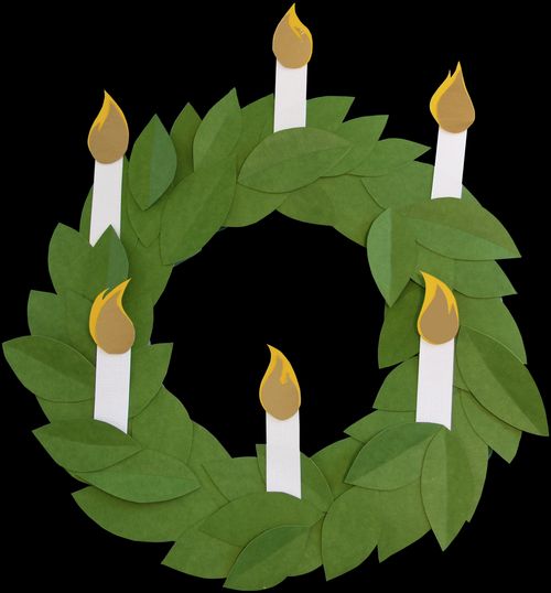 paper wreath with paper candles