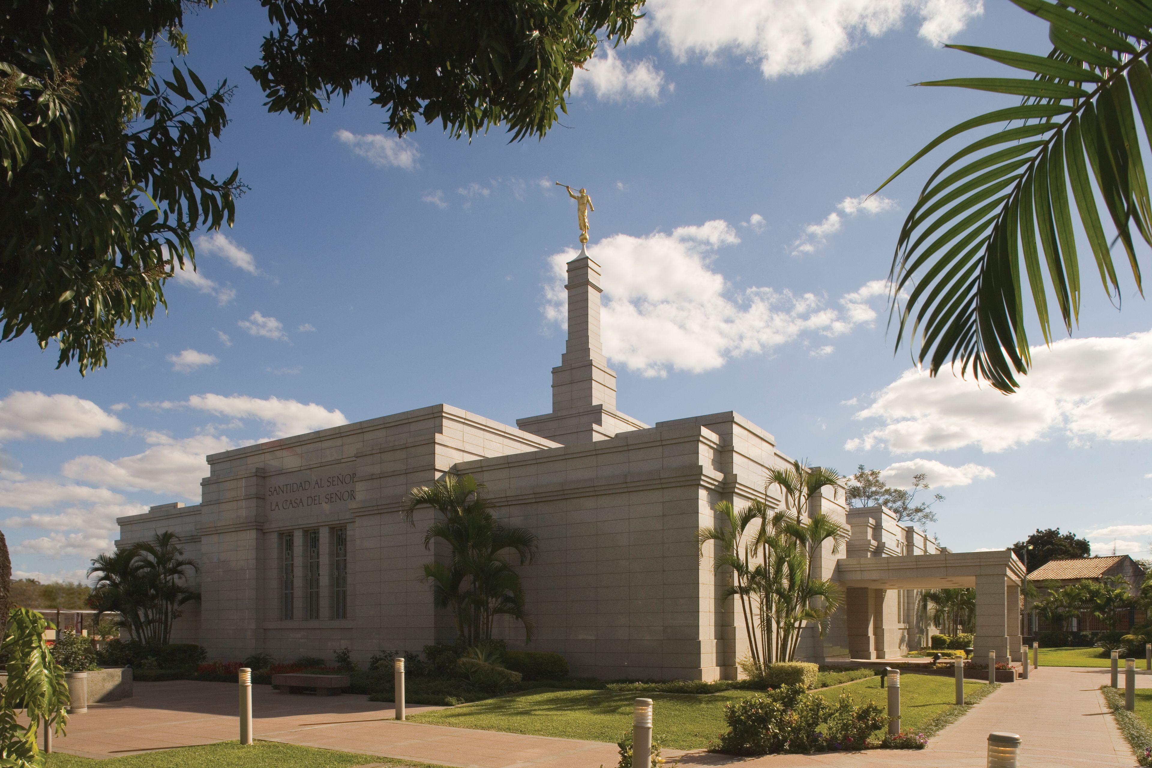 An exterior side view of the Asunción Paraguay Temple during the day.