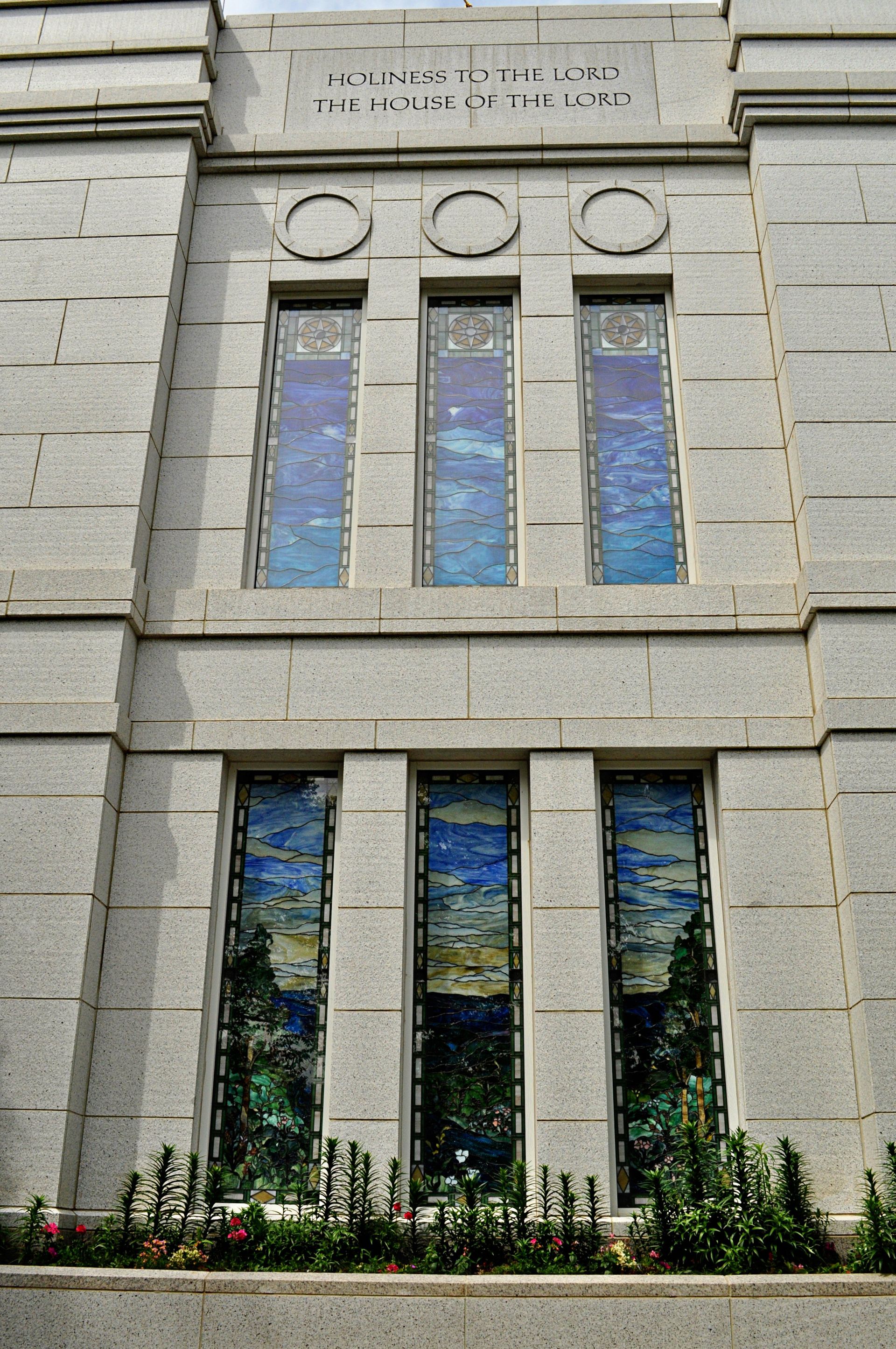 The Winter Quarters Nebraska Temple windows.