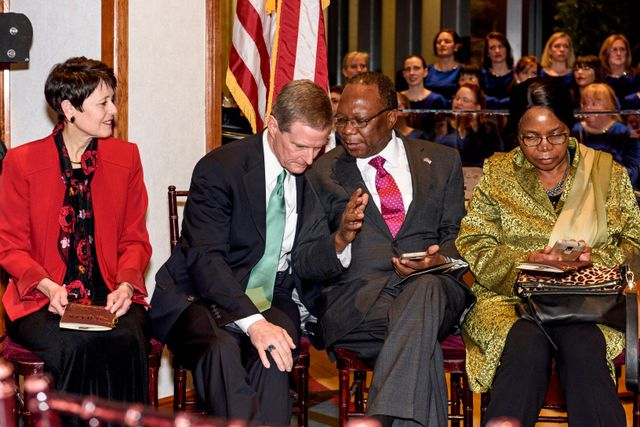 Elder Bednar with His Excellency Mninwa Johannes Mahlangu, ambassador of the Republic of South Africa, at the Festival of Lights at Washington D.C. Temple and Visitors' Center
30 November 2017