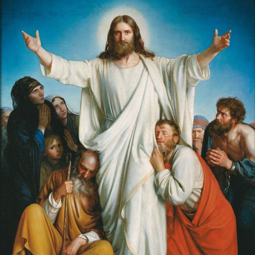 el Cristo resucitado con discípulos