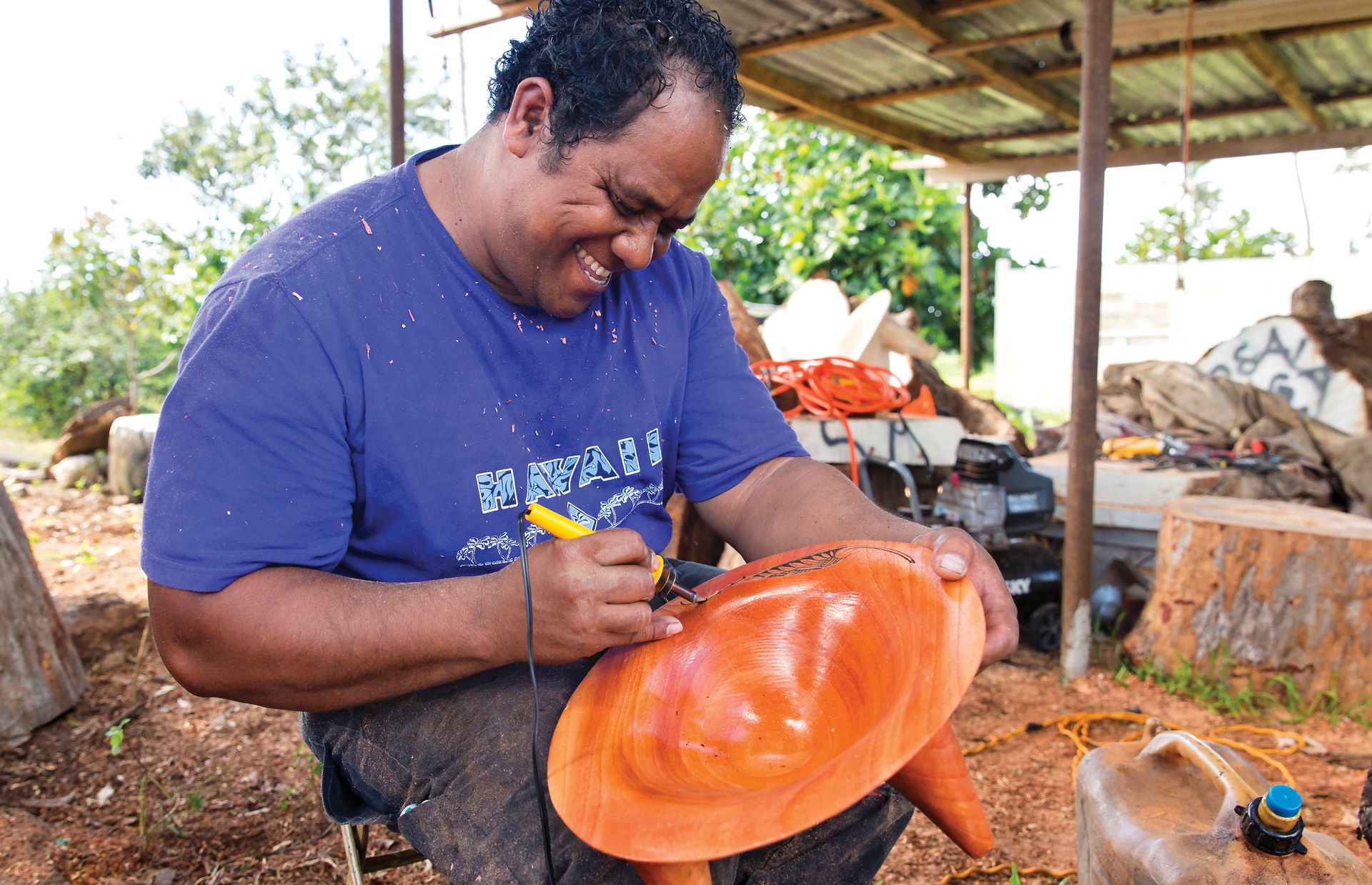 Feinga Fanguna considers his woodcarving ability to be a gift, but one that has required time and effort to cultivate. “It is a blessing given to me from our Father in Heaven,” he says. He is grateful his talent can provide needed income for his family.