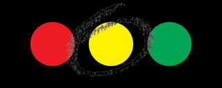 red, yellow, green dots with yellow circled