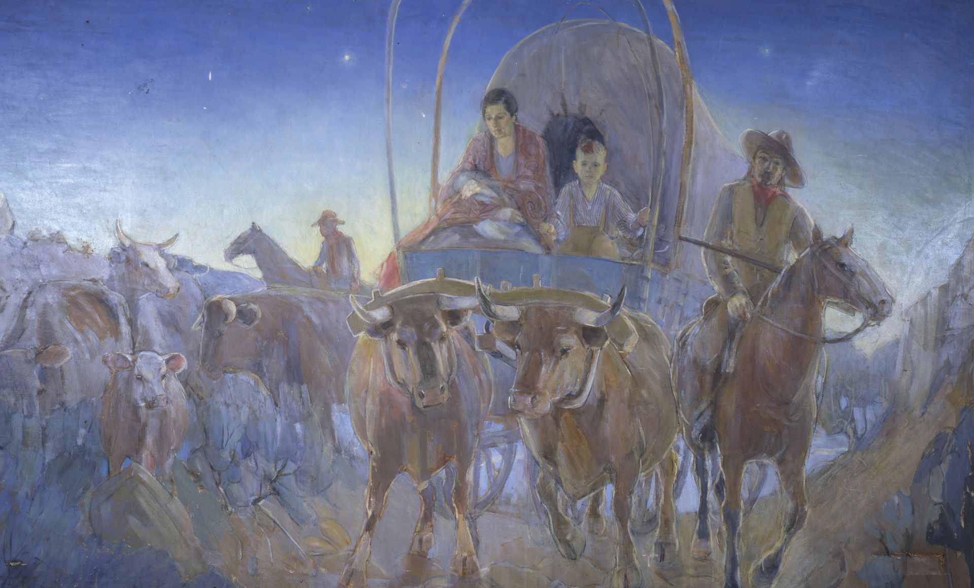 Covered Wagon Pioneers, Madonna at Dawn, by Minerva K. Teichert