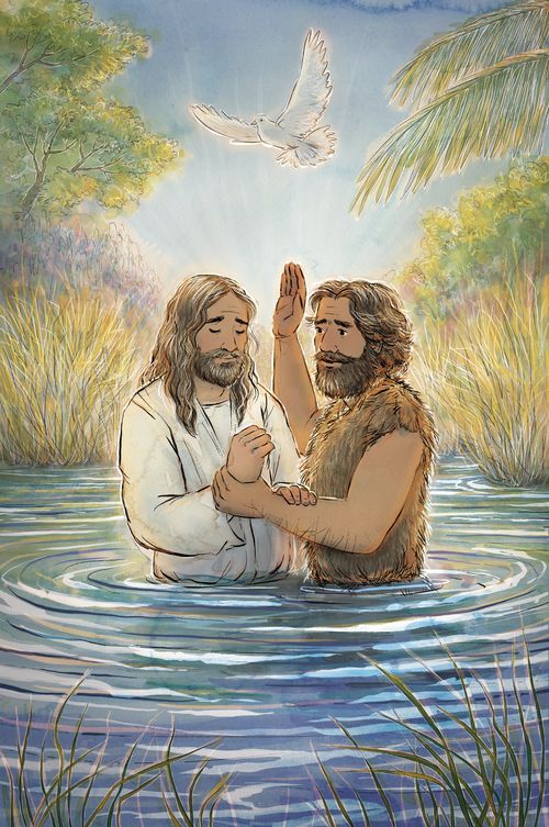 Jesus being baptized by John the Baptist