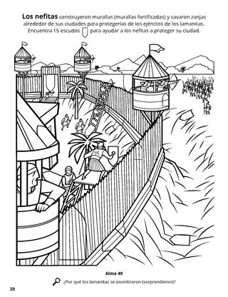 Moroni’s Fortifications coloring page