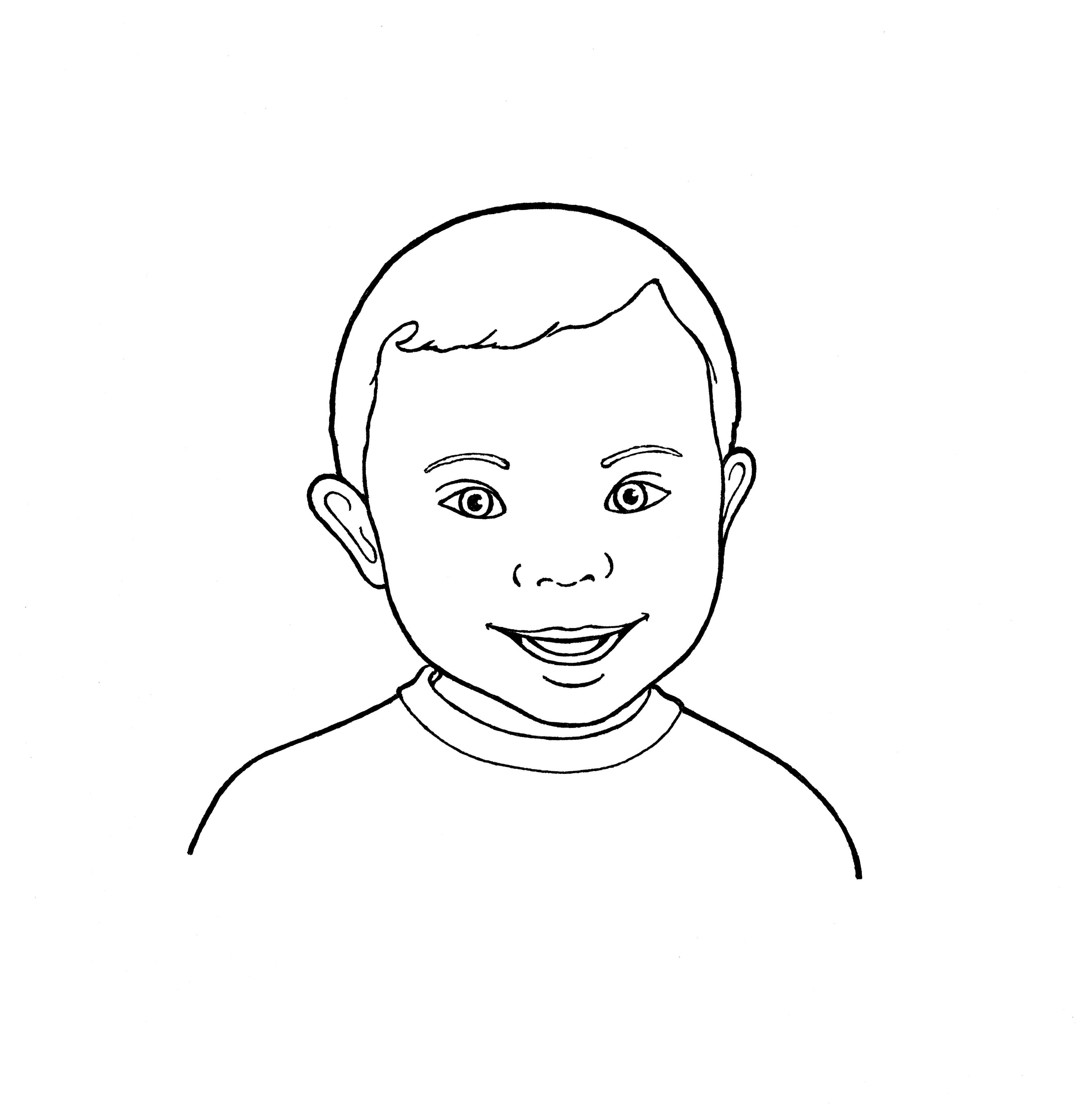An illustration of a child with Down Syndrome.