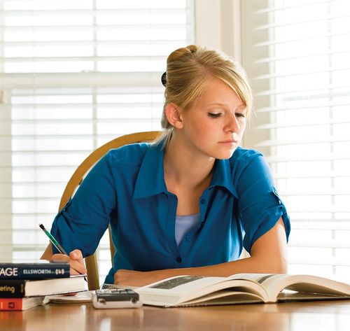 woman studying