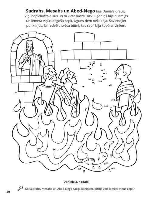 Shadrach, Meshach, and Abed-nego coloring page