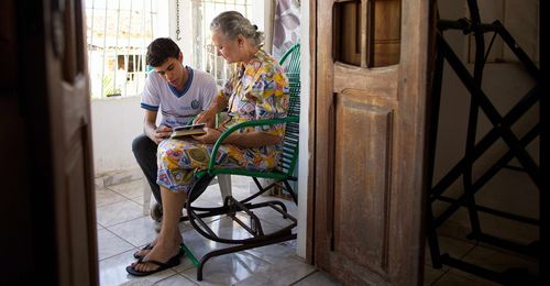 boy with grandmother