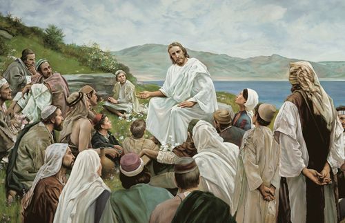 Jesus giving the Sermon on the Mount