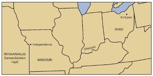 map of Independence to Kirtland