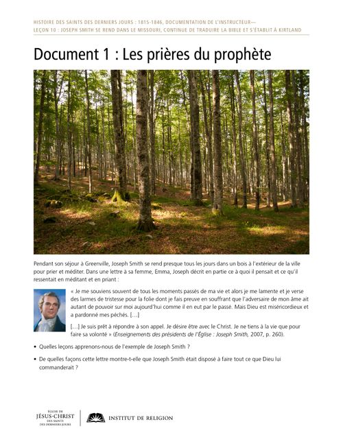 Document 1 : Les prières du prophète