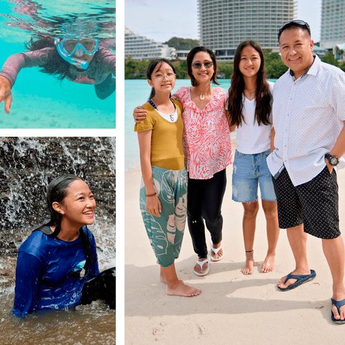 young woman and family in Guam