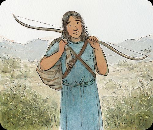 Nephi holding a bow