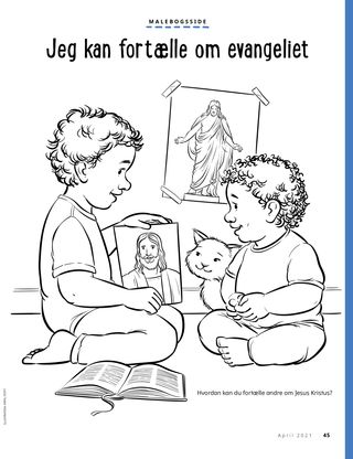 coloring page of boy showing picture of Jesus