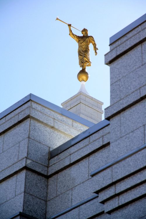 The angel Moroni on top of the spire of the Reno Nevada Temple.