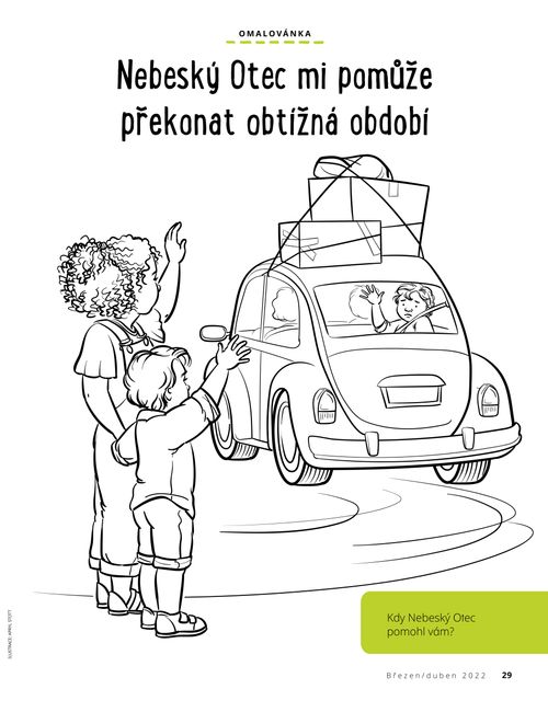 coloring page of boy waving while friend drives away