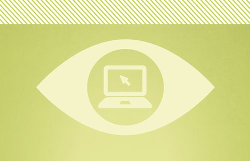 Icon depicting a computer inside of an eye.