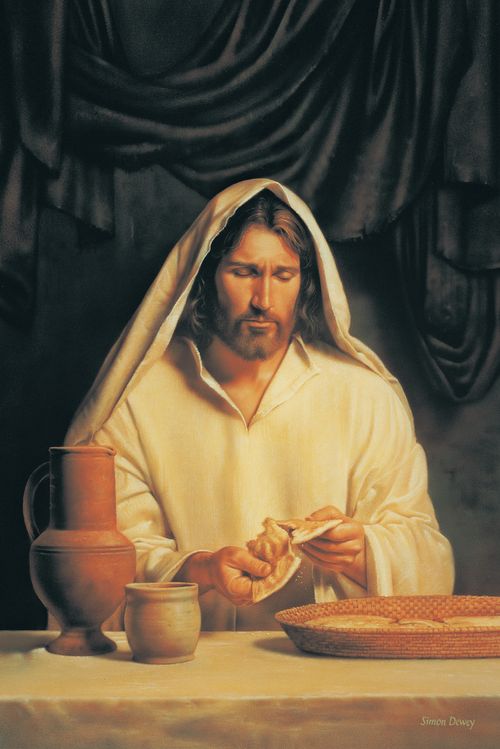 Jesus Christ depicted preparing the sacrament for the Last Supper.