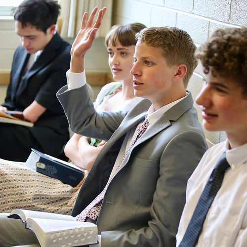 young man in church class