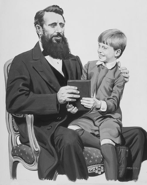 Joseph F. giving to young Joseph Fielding