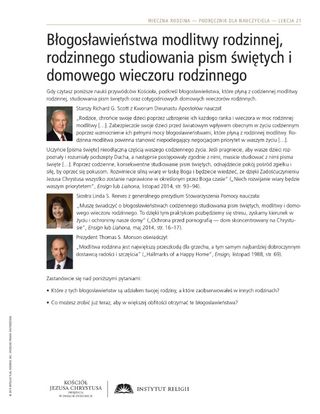 ulotka, Błogosławieństwa modlitwy rodzinnej, rodzinnego studiowania pism świętych i domowego wieczoru rodzinnego