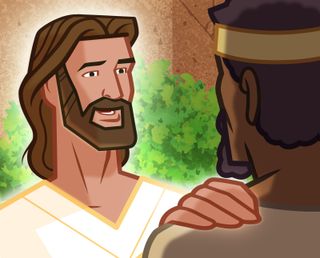 Jesus Christ talks to one of His disciples