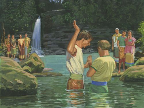 Alma the Younger baptizing others