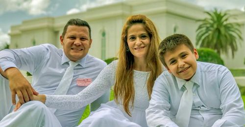 family at temple