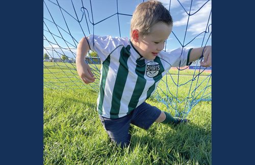 Boy playing goalie