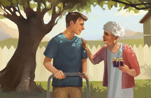 young man and older woman