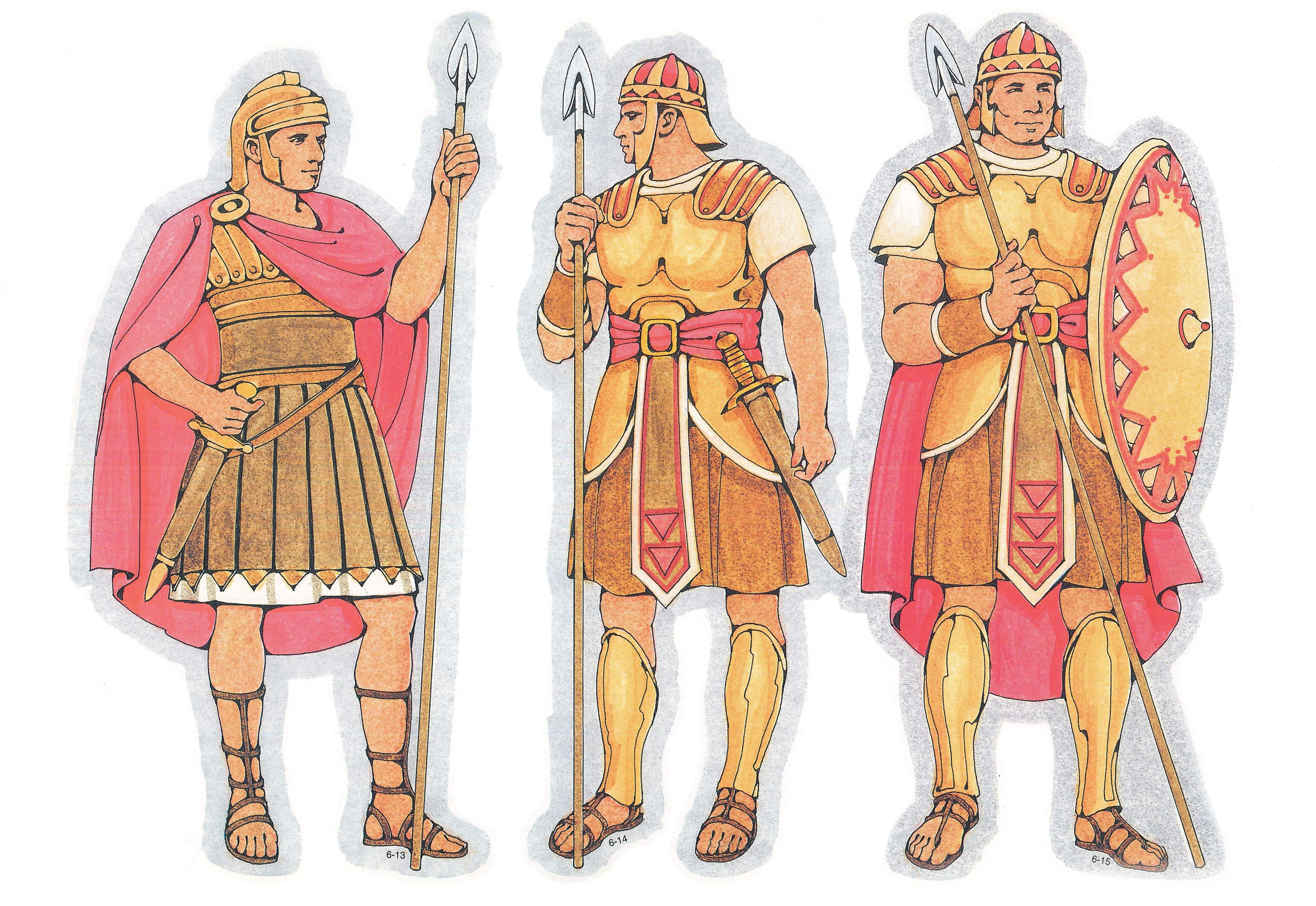 Primary Visual Aids: 6-13, Roman Soldier; 6-14, Nephite Warrior; 6-15, Captain Moroni.