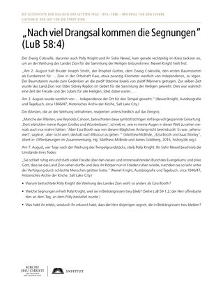 Arbeitsblatt „Nach viel Drangsal kommen die Segnungen“ (LuB 58:4)