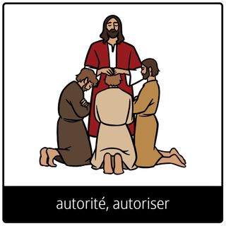 Pictogramme de l’Évangile pour « autorité, autoriser »