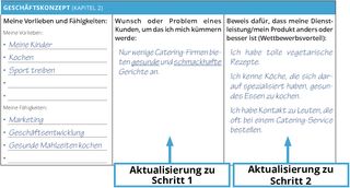 Schritt 1 und Schritt 2 – Änderungen am Geschäftsplaner