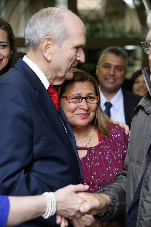 President Nelson greeting members