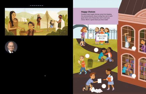 Article PDF with an image of happy Nephite people, plus an activity