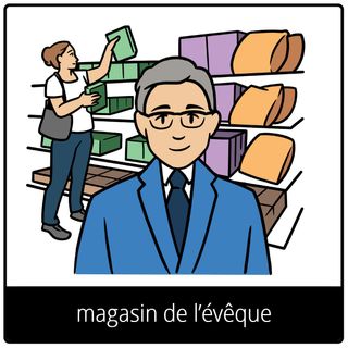 Pictogramme de l’Évangile pour « magasin de l’évêque »