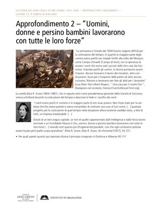 Approfondimento 2 – “Uomini, donne e persino bambini lavorarono con tutte le loro forze”