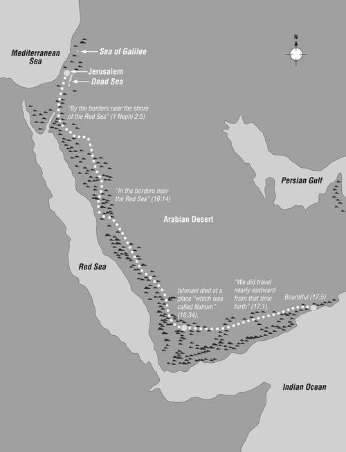 Map of Lehi’s possible route