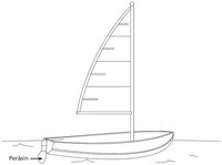 drawing, small boat with sail