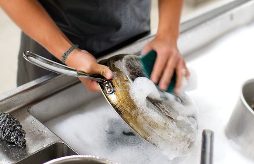 washing dishes