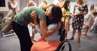 two women hugging