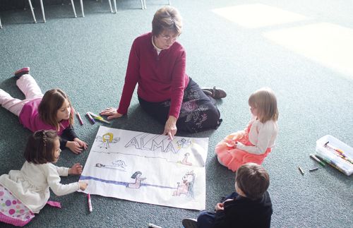 Judy Woodard with children