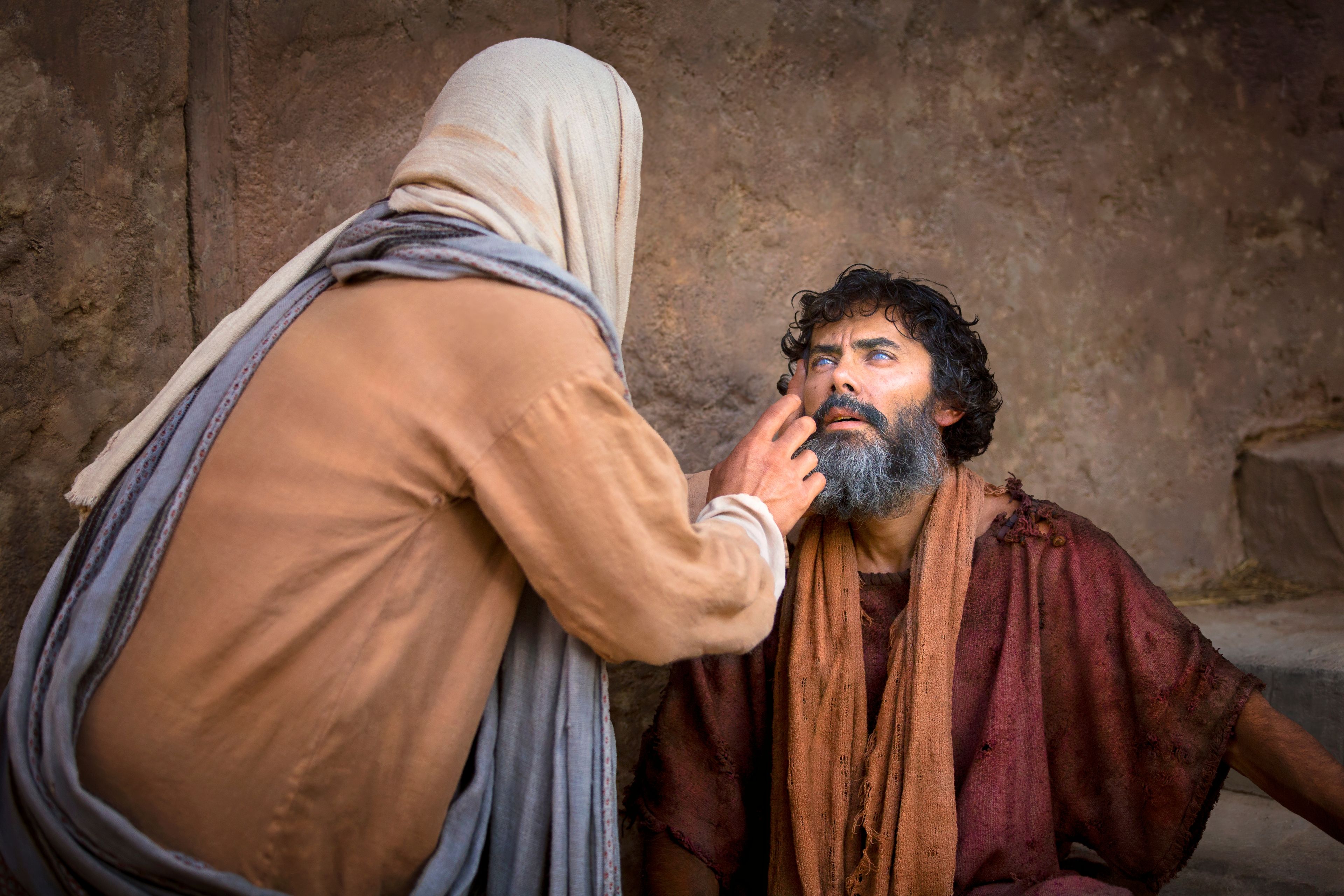 Christ healing a blind man.
