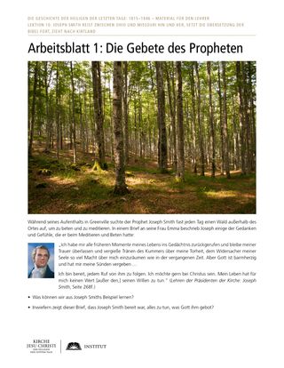 Arbeitsblatt 1: Die Gebete des Propheten