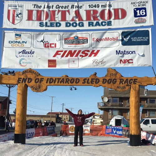 girl at Iditarod finish line