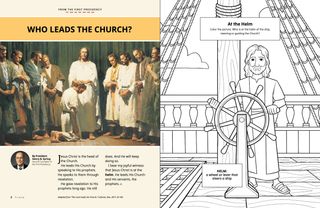 story PDF with coloring page of Jesus Christ steering the helm of a ship