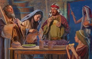 famille d’Israélites prenant le repas de la Pâque